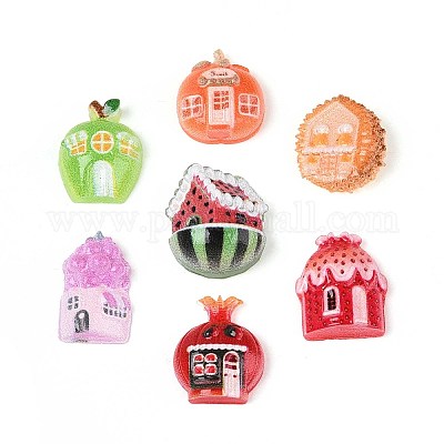 Кабошоны из непрозрачной смолы с фруктово-овощной тематикой CRES-T025-26-1