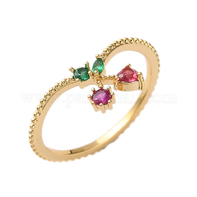 Латунные микро проложить пальцев кольца кубического циркония RJEW-Z102-01G-1