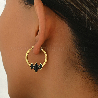 Элегантные геометрические серьги-кольца из нержавеющей стали 201 для женщин VP1121-1-1