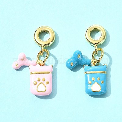 2 шт. 2 цвета латунная эмаль европейские подвески-шармы KK-FS0001-82-1