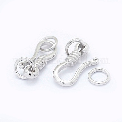 5 Sets S Hook Clasps Sterling Silver 15x9mm Wholesale 