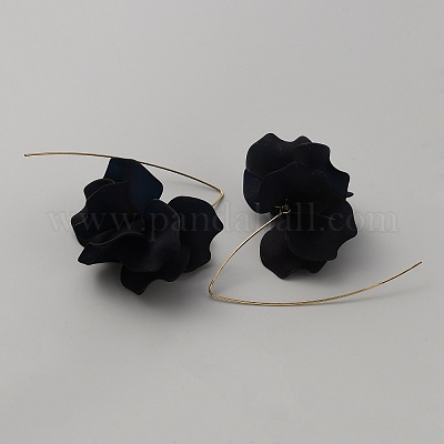 Серьги с подвесками из акрилового цветка с железными булавками EJEW-WH0019-20-1