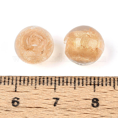 Бусины ручной работы золотой фольги стекла LAMP-C004-03G-1