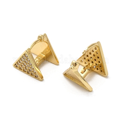 Серьги-кольца из золотой латуни с микропаве из циркония EJEW-C073-04B-G-1