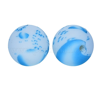 Круглые бусины из пищевого силикона с каплевидным принтом PW-WG66974-83-1