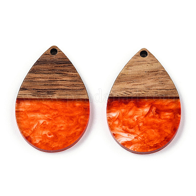 Подвески из прозрачной смолы и ореха RESI-N039-25G-1