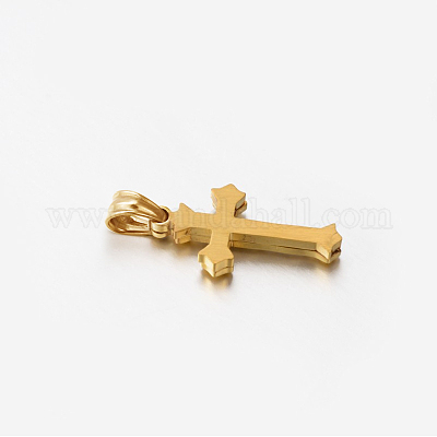 Подвески-кресты из нержавеющей стали 304 со стразами STAS-M185-41G-1