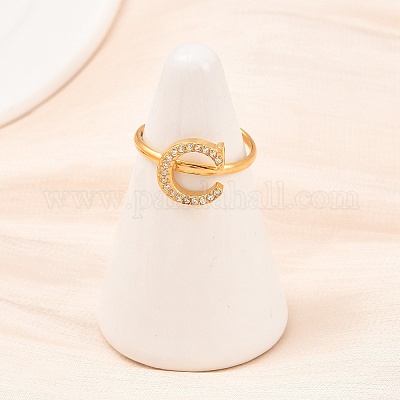 Открытые кольца-манжеты из нержавеющей стали 304 с микропаве из кубического циркония RJEW-D336-01G-05-1