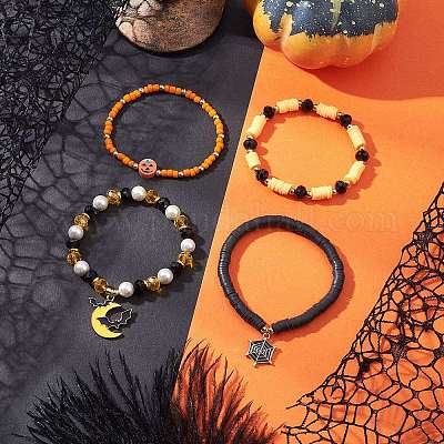 Стеклянные подвески и браслеты с подвесками из ракушек и жемчуга ручной работы из полимерной глины и эмали BJEW-TA00660-1