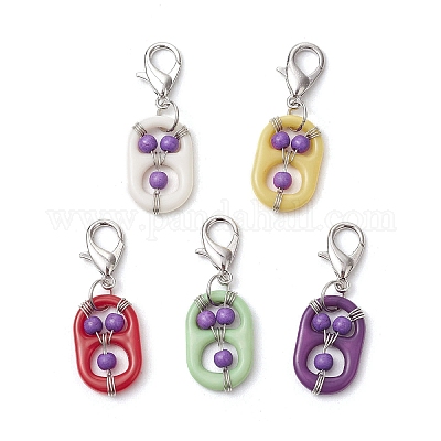 Подвесные украшения из акрила и синтетической бирюзы HJEW-JM03048-03-1