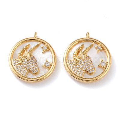 Настоящие позолоченные кулоны из латуни с микропаве ZIRC-J039-14G-F-1