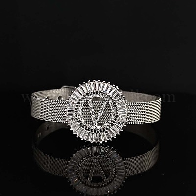 Латунные браслеты с микропаве из прозрачных кубических цирконий для женщин FS-WGA7409-26-1