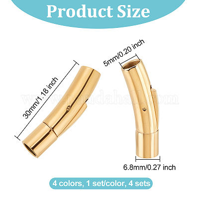 4 комплект 4-х цветных штыковых застежек из хирургической нержавеющей стали 316L STAS-OC0001-17C-1