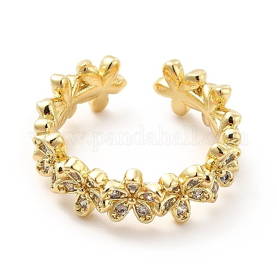 Прозрачное кольцо-манжета в виде цветка кубического циркония KK-H439-13G-1