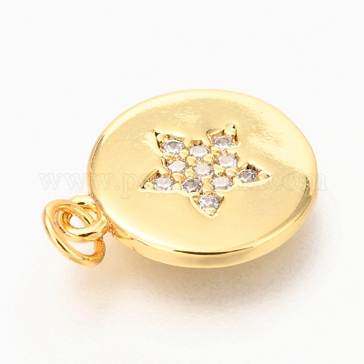 Латунные микропаве прозрачные подвески с фианитом ZIRC-O036-57G-1