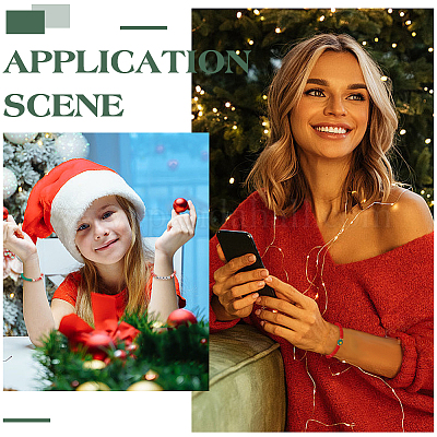 14 шт. 2 комплекта браслетов из полимерной глины с бусинами хейши на рождественскую тематику&nbsp;BJEW-ME0001-17B-1