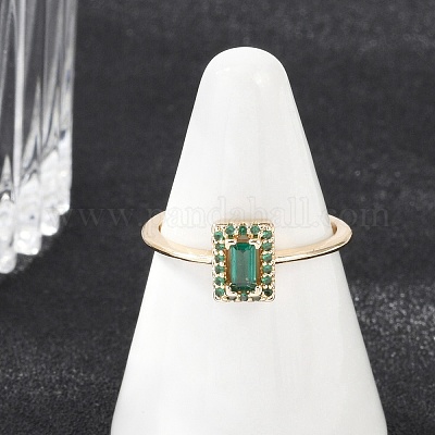 Латунные микро проложить манжеты кольца кубического циркония RJEW-S400-10G-1