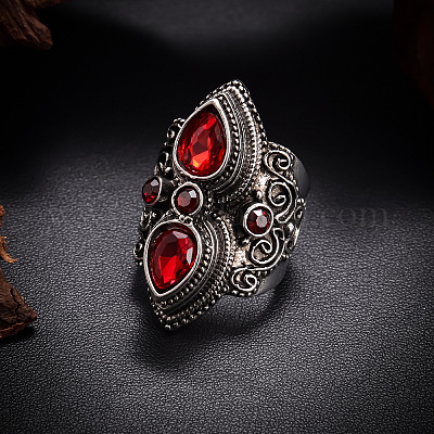 Кольца для пальцев в стиле бохо из цинкового сплава с имитацией лунного камня/стразов в форме капли и овала FS-WGFB6C4-13-1