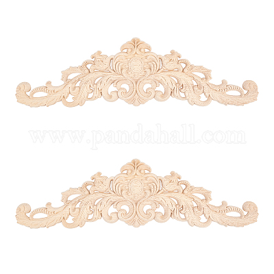 Unpainted Natural Flower Carved Wood Applique Furniture Inlay /& Home Decorations