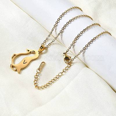 Ожерелья с подвеской в виде пингвина из нержавеющей стали 304 с лазерной резкой для женщин и мужчин NJEW-Q032-01C-G-1