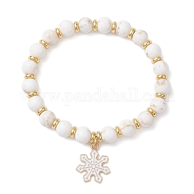 Рождественские браслеты с подвесками из сплава и эмали BJEW-JB12407-03-1