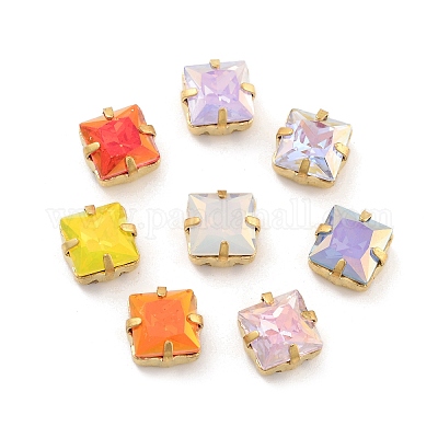 Квадратный опал пришиваем стразами RGLA-G024-02A-G-1