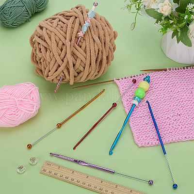 6 шт. крючки для вязания бисером из нержавеющей стали 201 двух цветов FIND-FG0004-78-1