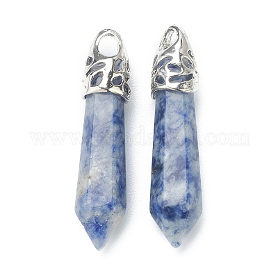 Пуля натуральная точечная яшма с синими точками заостренные подвески G-E332-C36-1