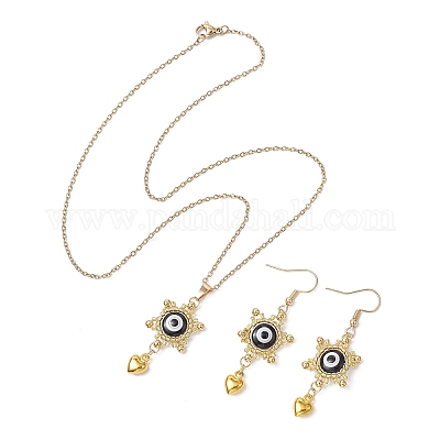 Комплекты из стеклянных и смоляных подвесок от сглаза и серег SJEW-MZ00010-1