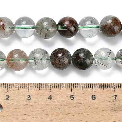 Натуральный зеленый lodolite кварц бисер пряди G-L642-B06-10mm-1