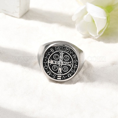 Кольца с широкими полосами из нержавеющей стали 304 с эмалью для мужчин RJEW-P163-01P-1