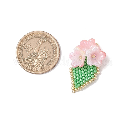 Подвески-цветы из стеклянных бусинок ручной работы PALLOY-MZ00794-02-1