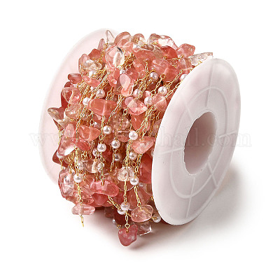 Цепочки из бисера ручной работы из вишневого кварцевого стекла CHC-F020-02G-03-1