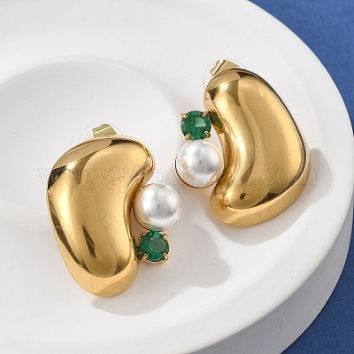 Серьги-гвоздики из нержавеющей стали 304 EJEW-R020-01G-02-1