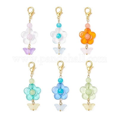 6 шт. стеклянные подвесные украшения HJEW-JM03972-1