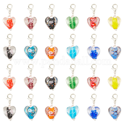 24шт 12 цвета ручной работы светящиеся подвесные украшения лэмпворк HJEW-AB00274-1