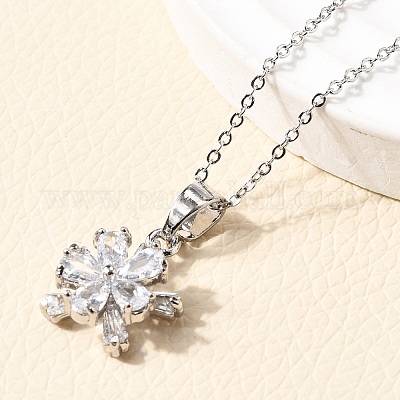 Комплекты серег-гвоздиков и ожерелий с подвесками из латуни с микропаве из прозрачных кубических цирконий SJEW-Z002-04P-1