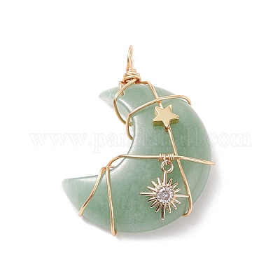 Подвески из медной проволоки с натуральными и синтетическими драгоценными камнями PALLOY-JF01702-1