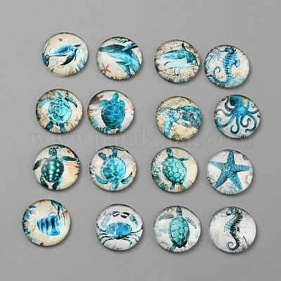 Кабошоны из стекла&nbsp;GLAA-WH0024-06C-1