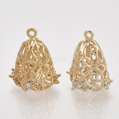 Латунный микро-паве кубический цирконий филигранная бусина ZIRC-S064-024-1