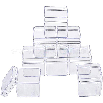 プラスチックビーズ収納ケース  キューブ  透明  4x4x4cm  18pc&nbsp;CON-BC0004-10-1