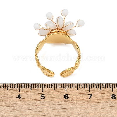 Регулируемые манжетные кольца из нержавеющей стали 304 со стеклянным кристаллом RJEW-V010-06G-1