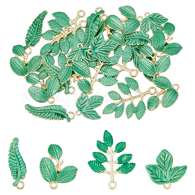 40pcs Leaf Charms DIY Glass Leaf Charms for Earring Necklace