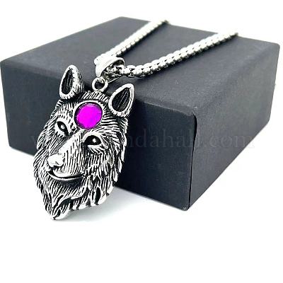 Винтажные ожерелья из нержавеющей стали с подвеской в виде волка для мужчин AD3980-1