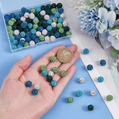 100шт 5 цвета полимерной глины бусины со стразами RB-OC0001-10B-1