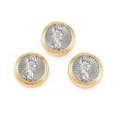 Двухцветные латунные бусины&nbsp;KK-C162-088A-GP-1