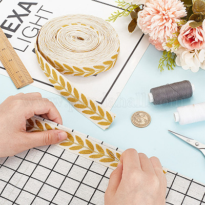 Около 10.5~11 ярда жаккардовых лент из поликоттона в этническом стиле с узором в виде листьев OCOR-GO0001-15C-1