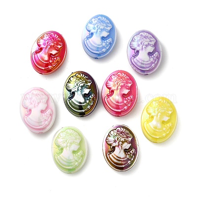 Непрозрачные переливающиеся акриловые бусины с УФ-покрытием MACR-K351-03-1