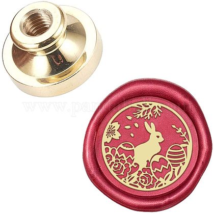 CRASPIRE Wax Seal Stamp Head Easter Rabbit Removable Sealing Brass Stamp Head for Creative Gift Envelopes Invitations Cards Decoration AJEW-WH0099-333-1