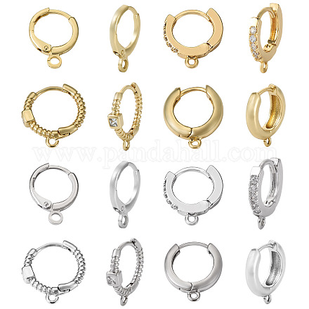 8 пара 8-х стильных латунных серег-колец EJEW-PJ0001-05-1